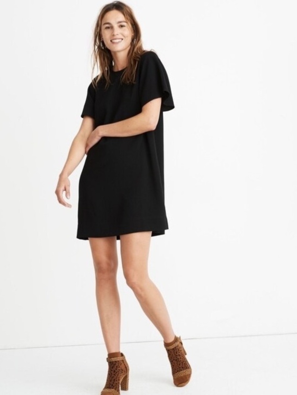 Madewell Flutter Sleeve Mini Dress Black Shift